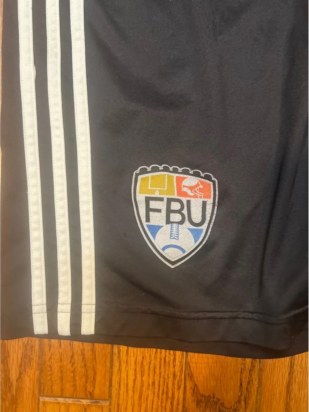 Adidas Black Athletic Shorts with FBU Logo, Size M